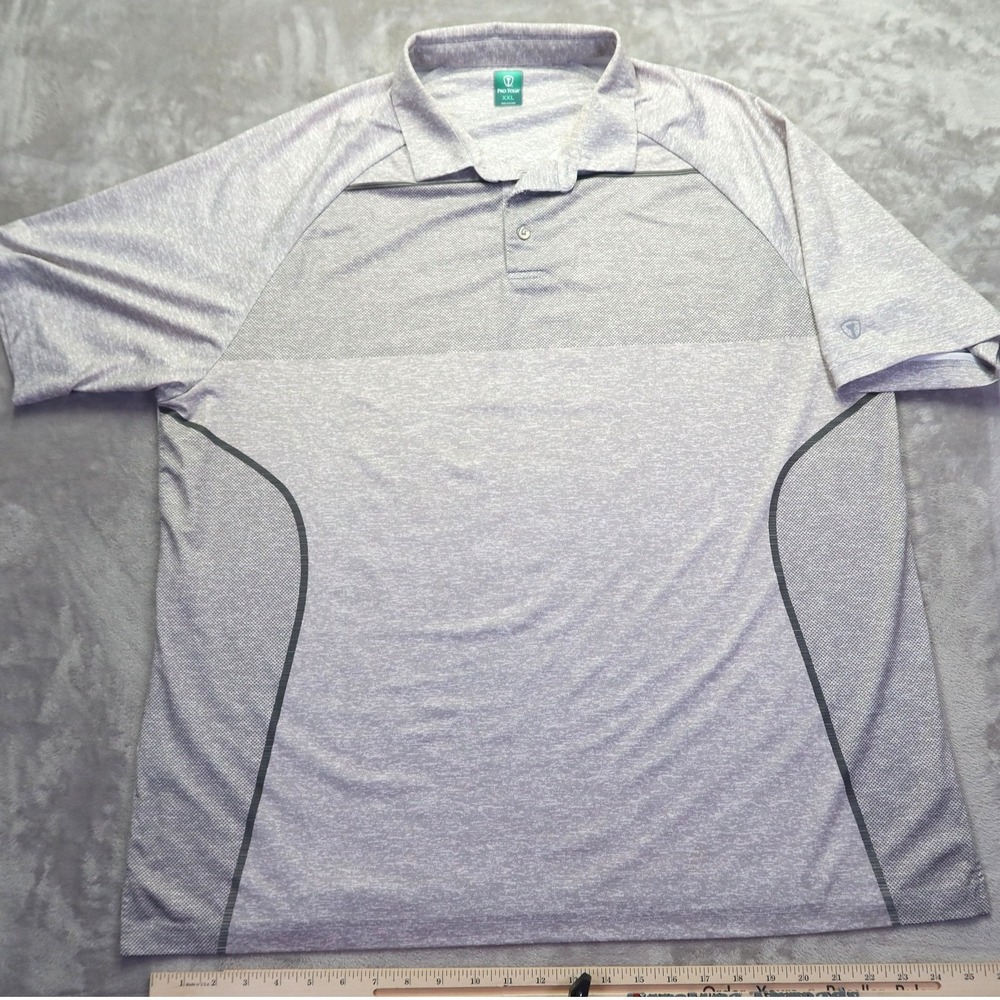 Pro Tour Men's XXL Gray Heather Mesh Panel Performance Golf‎ Polo Shirt SS - Picture 2 of 7
